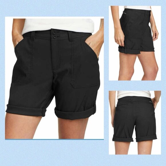 Eddie Bauer Ladies' Cargo Shorts BLACK Size 10  Lightweight Pocket With Zipper - Picture 1 of 11